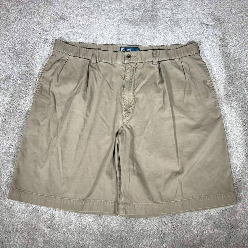 Vintage Polo Ralph Lauren Tyler Shorts Mens 38 Gray Twill Pleated Chino 90s